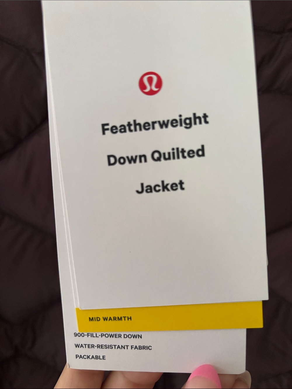 LULULEMON FEATHERWEIGHT DOWN 900 fill QUILTED JACKET in BLACK PLUM SZ XL NWT - Picture 5 of 8